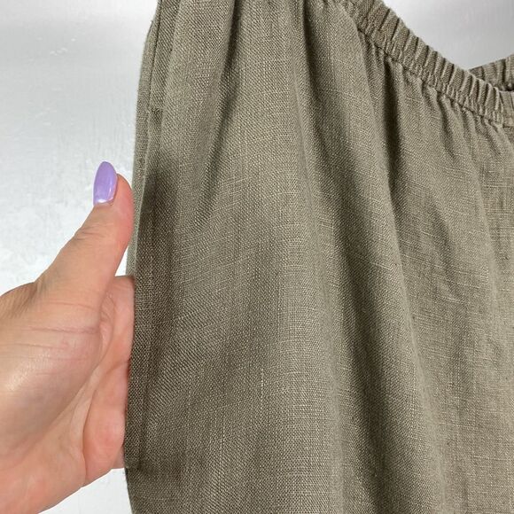 J. Jill 100% linen khaki green color high rise straight leg pants size S - Picture 2 of 9